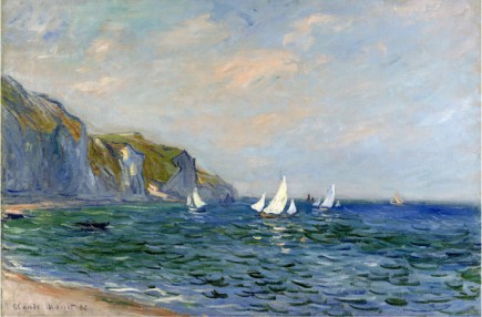 CLIFFS AND SAILBOATS AT POURVILL - Claude Monet Paintings